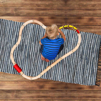 Rag rug leather & cotton striped