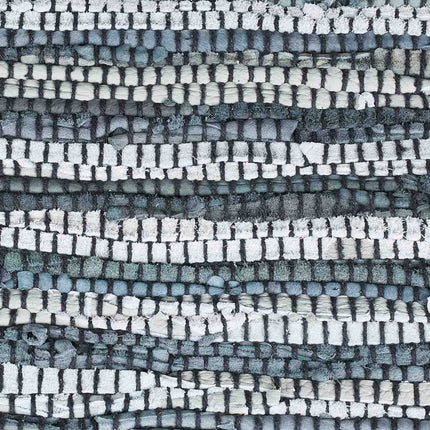 Rag rug leather & cotton striped