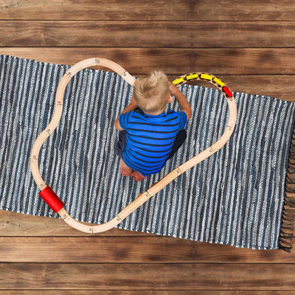 Rag rug leather & cotton striped