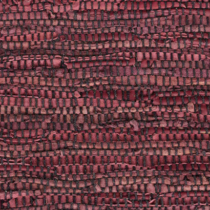 Rag rug leather & cotton striped