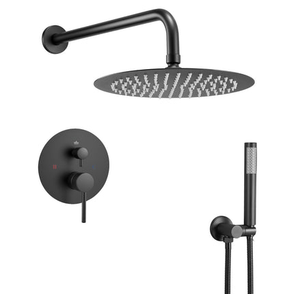 Rain Shower Faucet Set, 8-Inch Head, Handheld, Matte Black