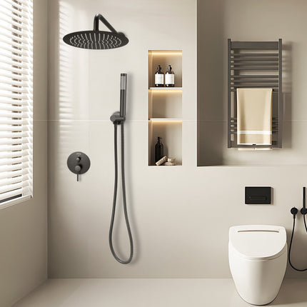 Rain Shower Faucet Set, 8-Inch Head, Handheld, Matte Black