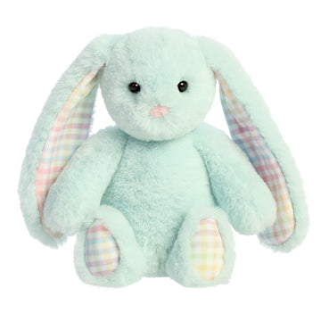 Rainbow Gingham Plush Bunny Toy, 18 cm, Mint Color