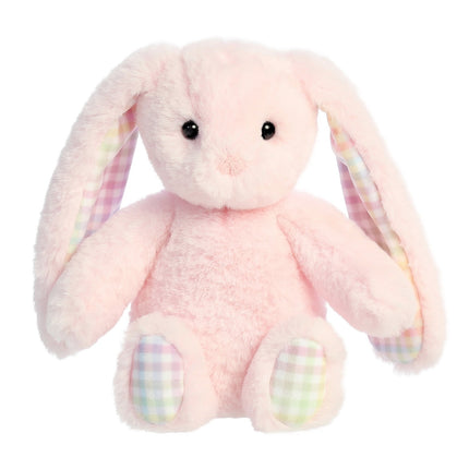 Rainbow Gingham Plush Bunny Toy, Pink, 18 cm