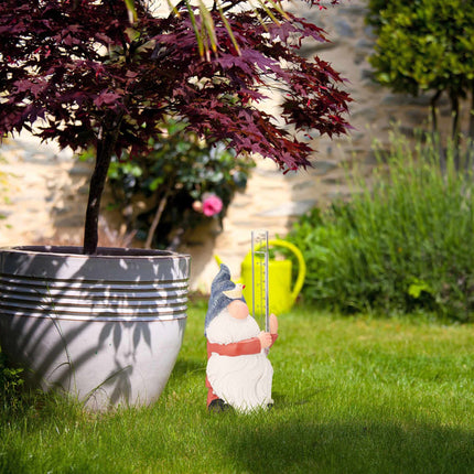 Rain gauge garden gnome