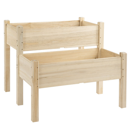 Raised wooden garden bed with cold frame - 2 tiers and drainage