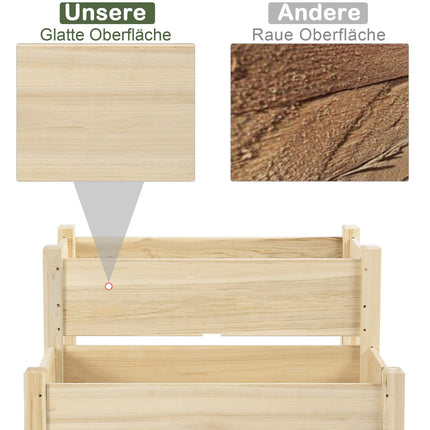 Raised wooden garden bed with cold frame - 2 tiers and drainage