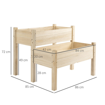 Raised wooden garden bed with cold frame - 2 tiers and drainage