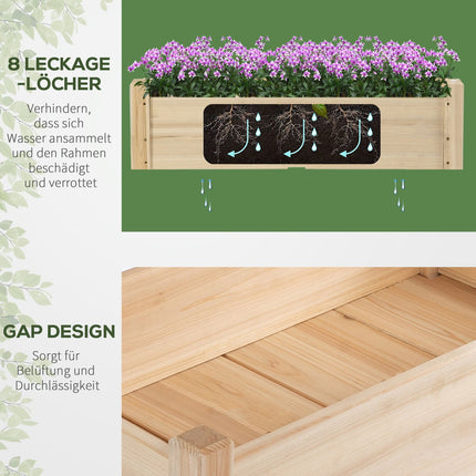 Raised wooden garden bed with cold frame - 2 tiers and drainage