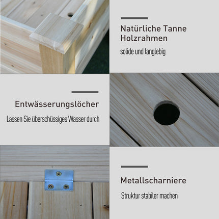 2-tier raised bed pot in wood with drainage, 115x114x76 cm