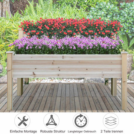 2-tier raised bed pot in wood with drainage, 115x114x76 cm