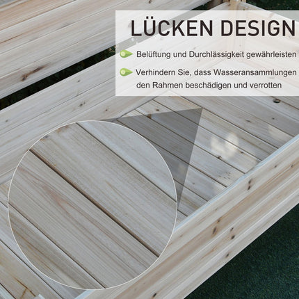 2-tier raised bed pot in wood with drainage, 115x114x76 cm
