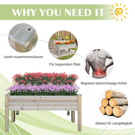 2-tier raised bed pot in wood with drainage, 115x114x76 cm