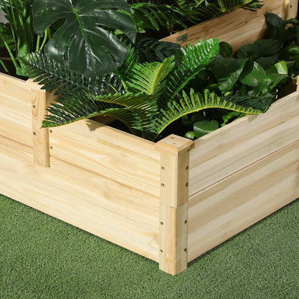 3-tier raised bed plant ladder, fir wood, natural finish