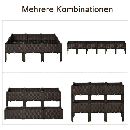 Raised sofa bed, rattan look, 40x40x44 cm, brown