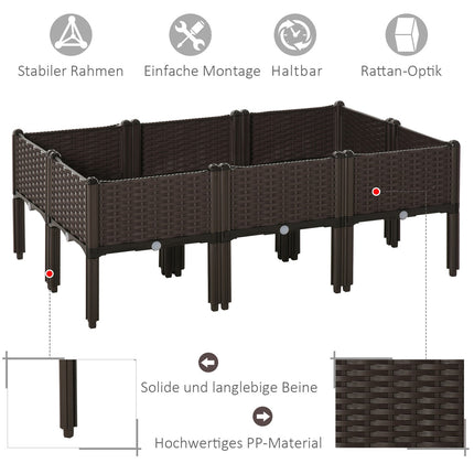 Raised sofa bed, rattan look, 40x40x44 cm, brown