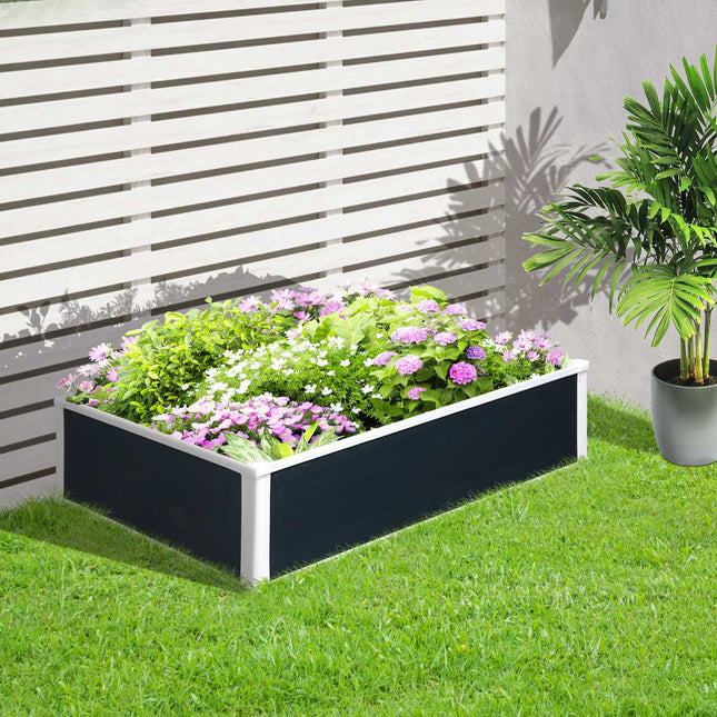 Raised bed pot with drainage, Gray plastic 120x90x30 cm