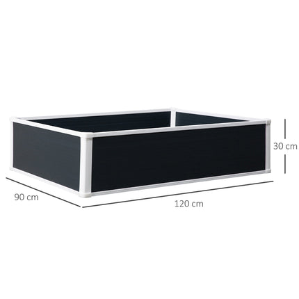 Raised bed pot with drainage, Gray plastic 120x90x30 cm