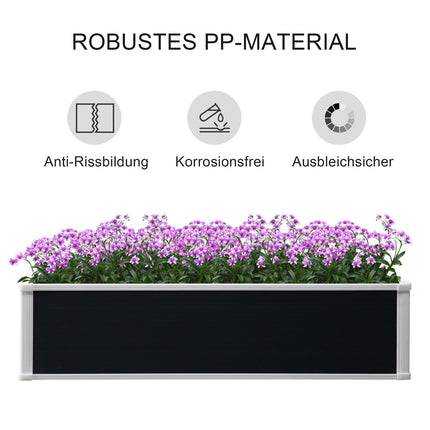 Raised bed pot with drainage, Gray plastic 120x90x30 cm