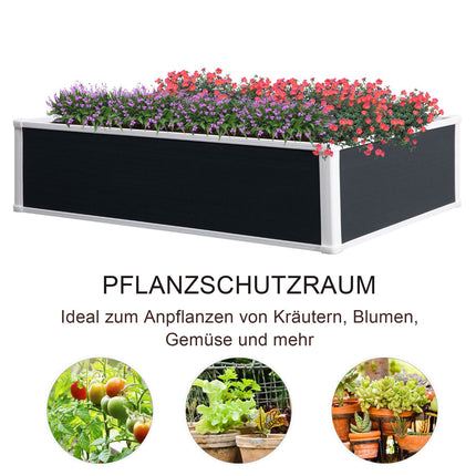 Raised bed pot with drainage, Gray plastic 120x90x30 cm