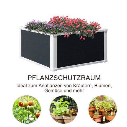 Raised plastic garden bed with drainage, 60x60x30 cm