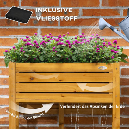 Raised bed pot with table, wood, 64x80x30 cm