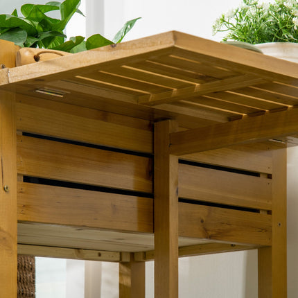 Raised bed pot with table, wood, 64x80x30 cm