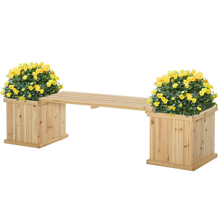 Garden bench with double plantings, natural finish