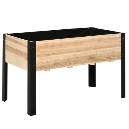 Large garden bed in wood and steel, 120x60x74 cm, natural