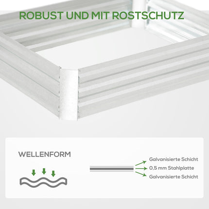 Raised garden bed in galvanized steel - 120x90x30 cm Silver