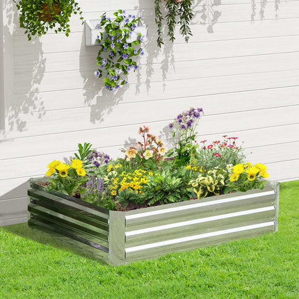 Raised garden bed in galvanized steel - 120x90x30 cm Silver