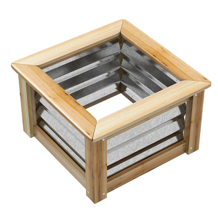 Raised metal flower bed with wooden frame, 45x45x30 cm