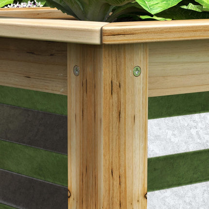 Raised metal flower bed with wooden frame, 45x45x30 cm