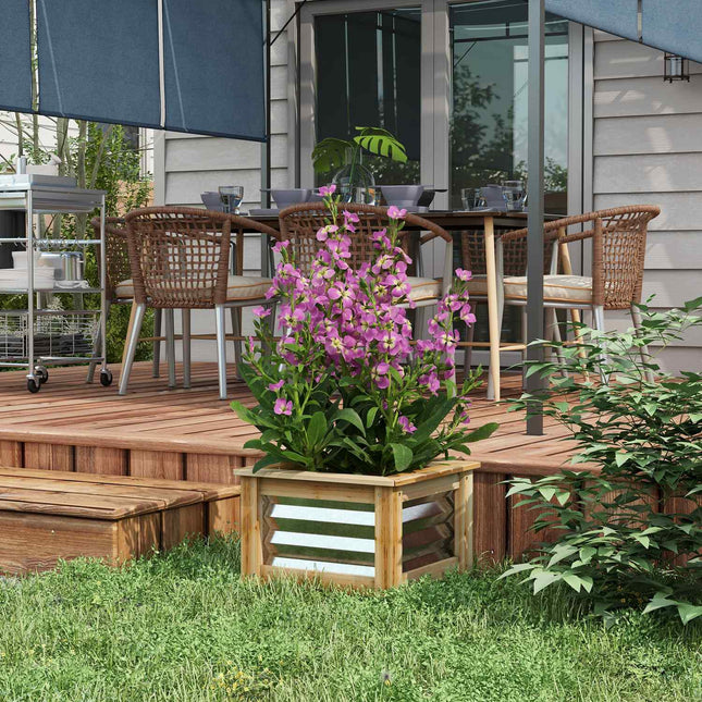Raised metal flower bed with wooden frame, 45x45x30 cm