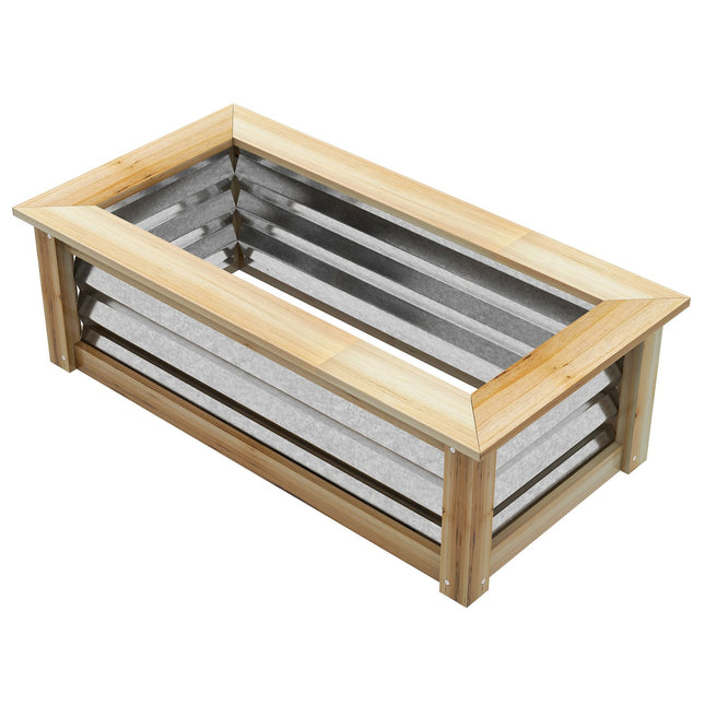 Raised bed pot, Natural wood & Metal, 90x45x30 cm