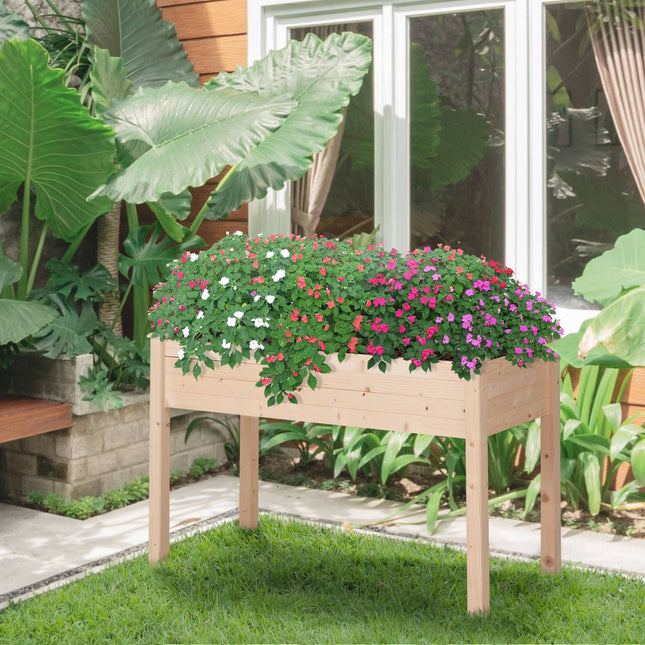 Raised bed pot, Wood & Fabric, 122.5x56.5x76 cm