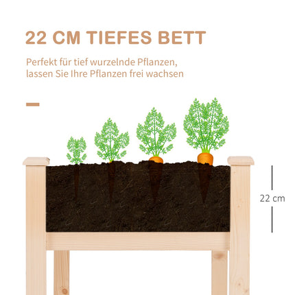 Raised bed pot, Wood & Fabric, 122.5x56.5x76 cm