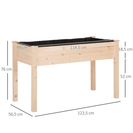 Raised bed pot, Wood & Fabric, 122.5x56.5x76 cm
