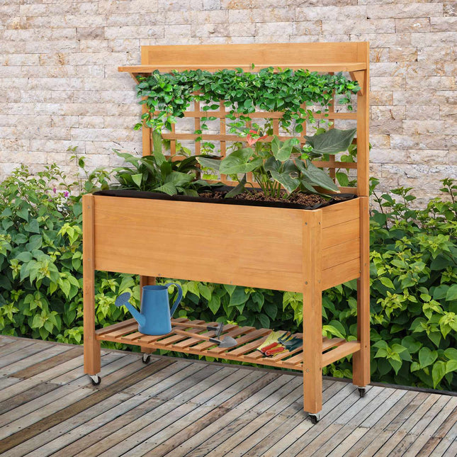 Raised wooden garden table for balcony, 105x40x135 cm Spruce