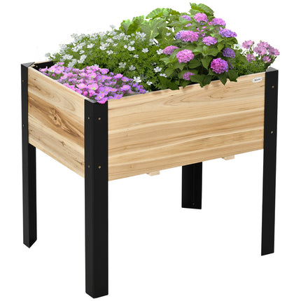 Solid wood Raised bed pot with steel frame, 80x60x74 cm