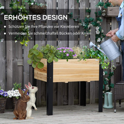 Solid wood Raised bed pot with steel frame, 80x60x74 cm