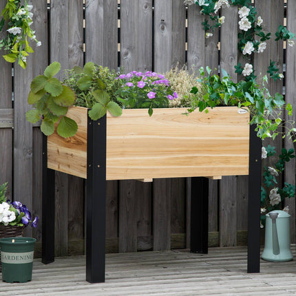 Solid wood Raised bed pot with steel frame, 80x60x74 cm