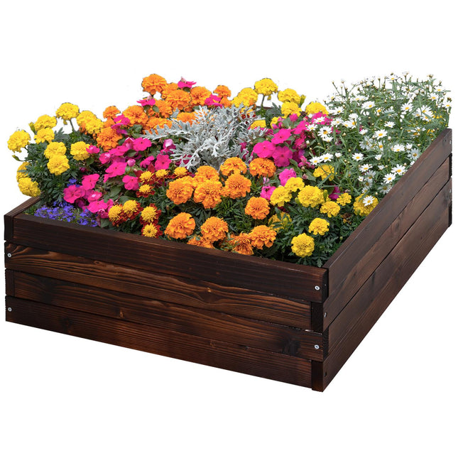 Planter box in solid wood, dark brown, 60x60x23 Cm