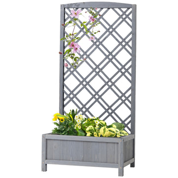 Verhoogde Plantenbak Met Traliewerk, Hout, Grijs, 60X30X122,5Cm