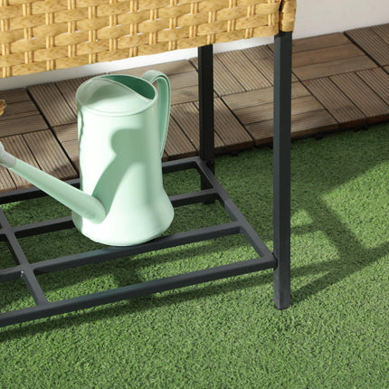 Raised garden pot in poly rattan with shelf, sand, 70x30x72 cm