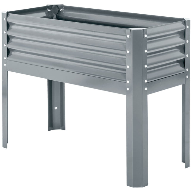 Gray raised planter box in steel - Herb bed with cold frame 100x45x80 cm