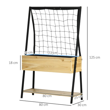Raised bed trellis with shelf, lined, 80x30x128cm