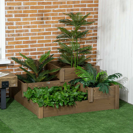 Raised garden bed, spruce, 3-tiered bed for herbs and flowers