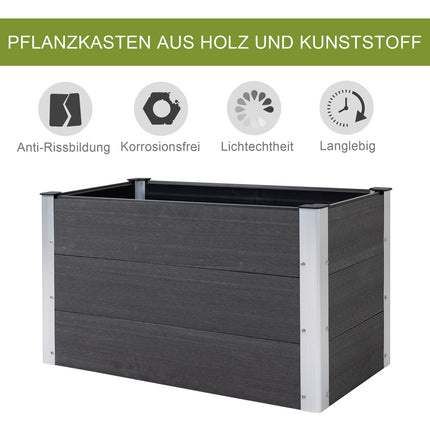 Weatherproof raised bed 100x50x50cm, WPC & Aluminium, Grey