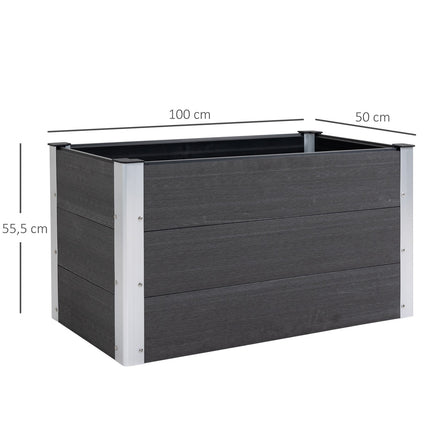 Weatherproof raised bed 100x50x50cm, WPC & Aluminium, Grey